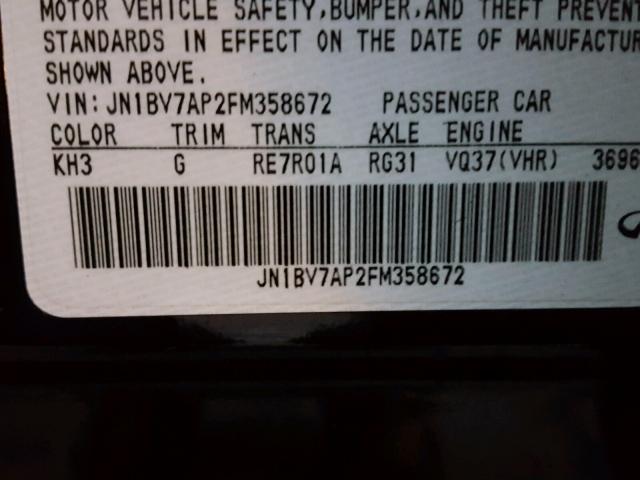 JN1BV7AP2FM358672 - 2015 INFINITI Q50 BASE Negro foto 10