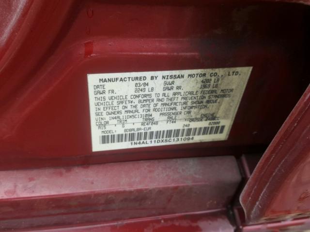 1N4AL11DX5C131094 - 2005 NISSAN ALTIMA S RED photo 10