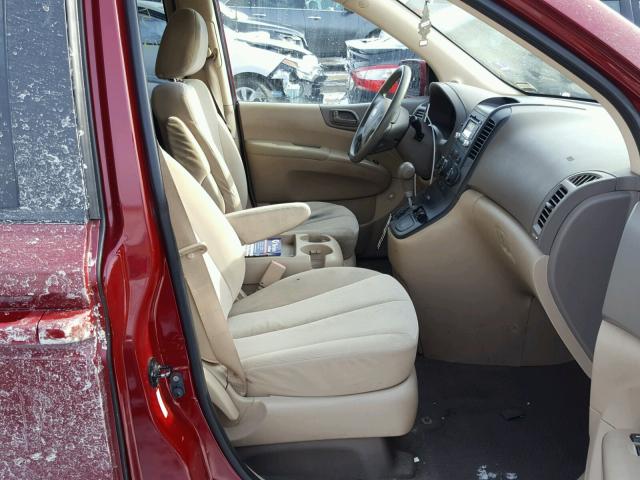 KNDMB233096287122 - 2009 KIA SEDONA EX RED photo 5