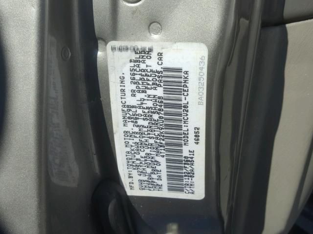 4T1BF22K9XU078468 - 1999 TOYOTA CAMRY LE ნაცრისფერი ფოტო 10