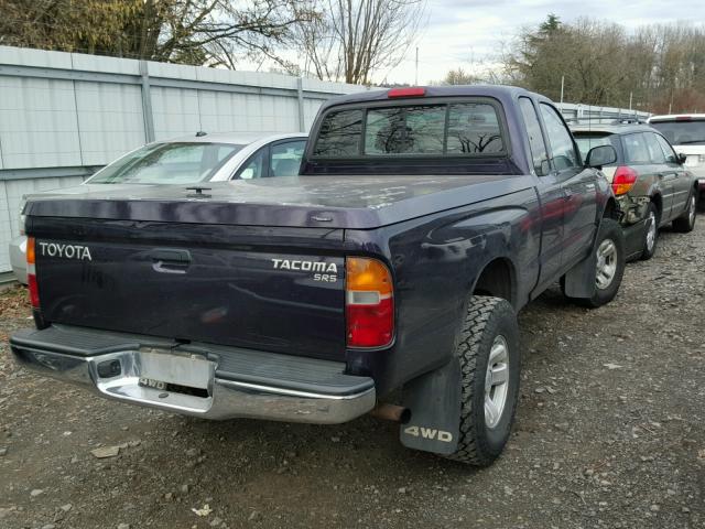 4TAWM72N1WZ141207 - 1998 TOYOTA TACOMA XTR BLUE photo 4