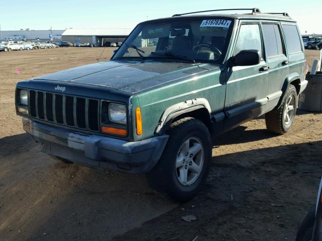 1J4FF48S4YL252764 - 2000 JEEP CHEROKEE S GREEN photo 2