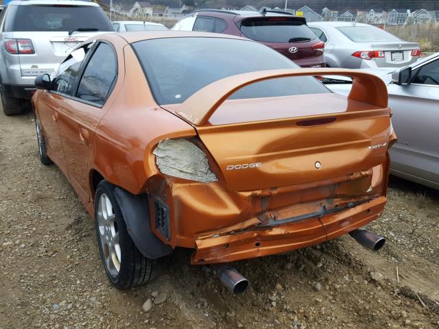 1B3ES66S15D236184 - 2005 DODGE NEON SRT-4 ORANGE photo 3