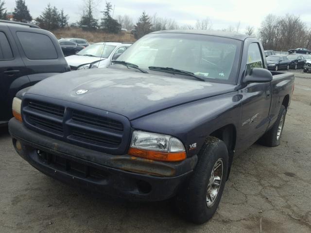 1B7FL26X1WS526040 - 1998 DODGE DAKOTA BLUE photo 2