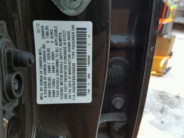 2HGFB2F85EH504559 - 2014 HONDA CIVIC EX შავი ფოტო 10