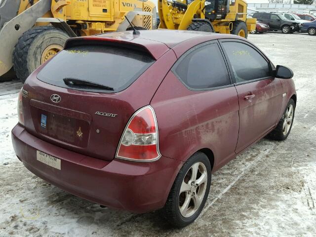 KMHCN36C77U011481 - 2007 HYUNDAI ACCENT SE MAROON photo 4