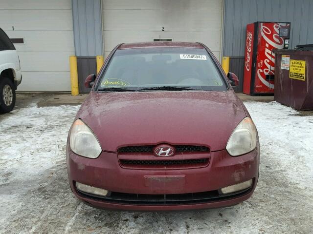 KMHCN36C77U011481 - 2007 HYUNDAI ACCENT SE MAROON photo 9