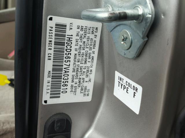 1HGCD5657VA035610 - 1997 HONDA ACCORD EX SILVER photo 10