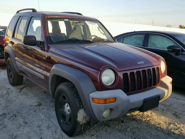 1J4GL48K93W500382 - 2003 JEEP LIBERTY SP BURGUNDY photo 1