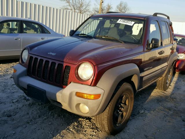 1J4GL48K93W500382 - 2003 JEEP LIBERTY SP BURGUNDY photo 2