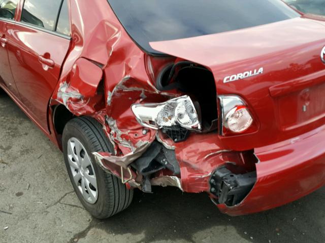 1NXBU4EE3AZ320606 - 2010 TOYOTA COROLLA BA RED photo 9