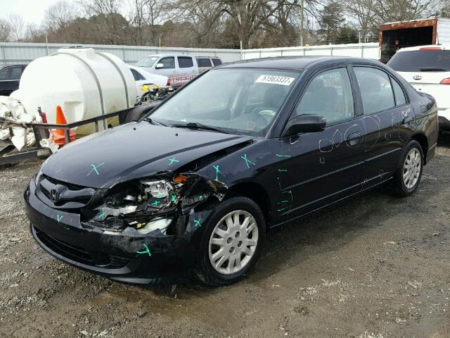 2HGES16535H517810 - 2005 HONDA CIVIC LX BLACK photo 2