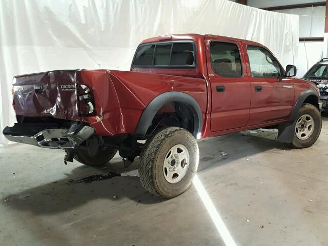 5TEGN92N42Z890583 - 2002 TOYOTA TACOMA DOU RED photo 4