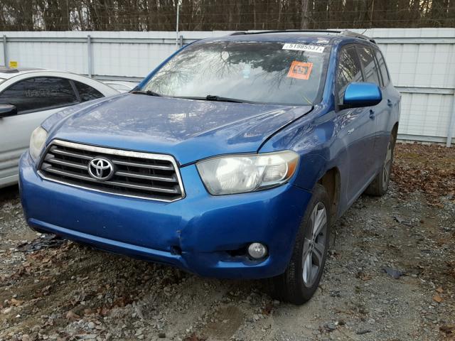 JTEES43A582012295 - 2008 TOYOTA HIGHLANDER BLUE photo 2