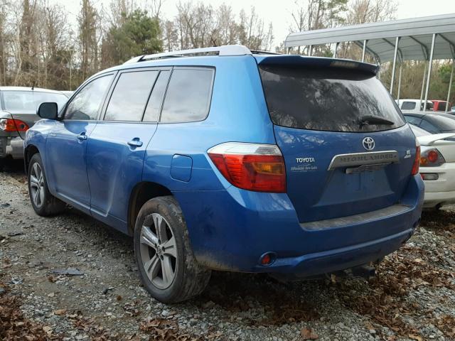 JTEES43A582012295 - 2008 TOYOTA HIGHLANDER BLUE photo 3