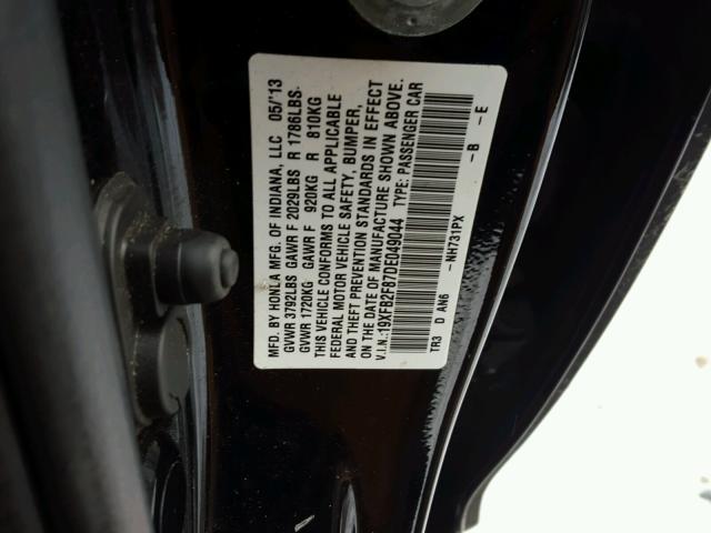 19XFB2F87DE049044 - 2013 HONDA CIVIC EX BLACK photo 10