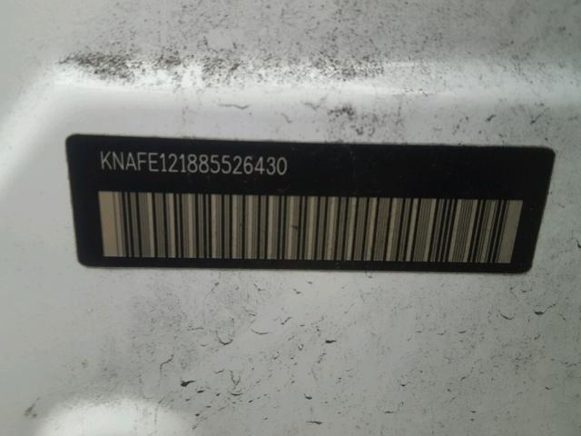 KNAFE121885526430 - 2008 KIA SPECTRA EX WHITE photo 10