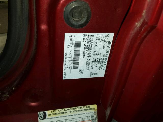 5LMFU28R34LJ18747 - 2004 LINCOLN NAVIGATOR RED photo 10