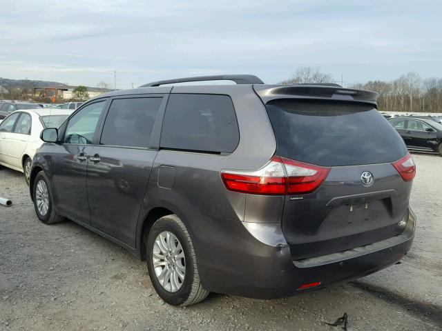 5TDYK3DC1FS543379 - 2015 TOYOTA SIENNA XLE GRAY photo 3