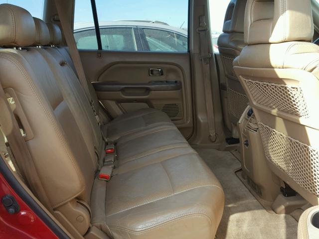 2HKYF18704H522595 - 2004 HONDA PILOT EXL MAROON photo 6