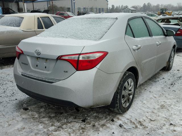 2T1BURHE0EC186041 - 2014 TOYOTA COROLLA L SILVER photo 4