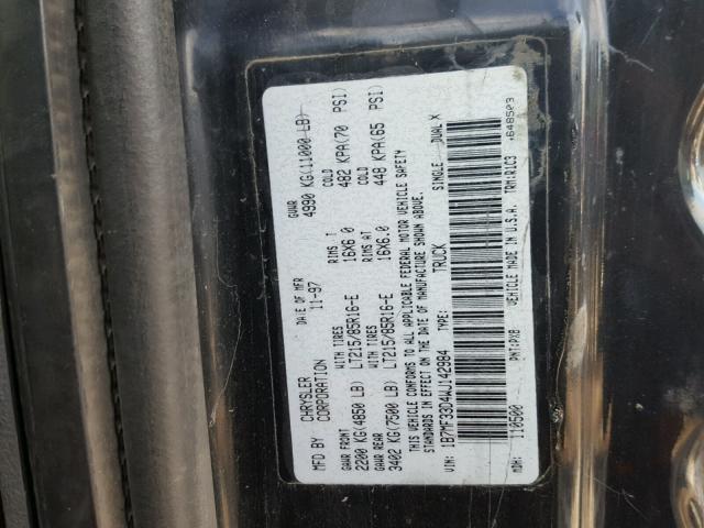 1B7MF33D4WJ142984 - 1998 DODGE RAM 3500 BLACK photo 10