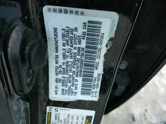 1NXBR32E86Z726159 - 2006 TOYOTA COROLLA CE BLACK photo 10