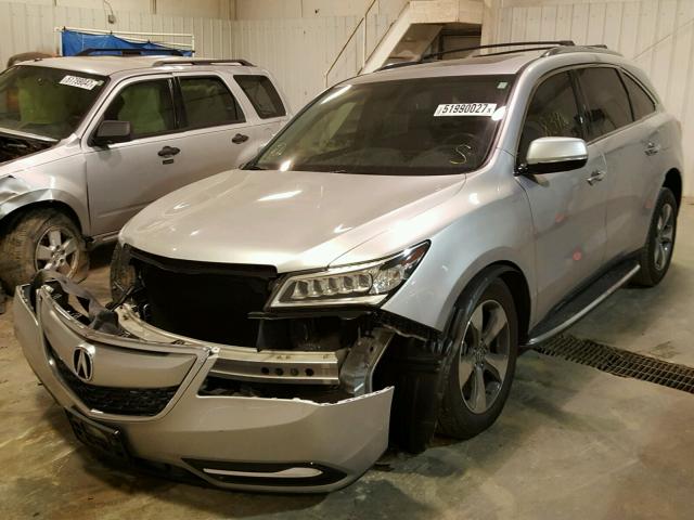 5FRYD3H21EB004113 - 2014 ACURA MDX SILVER photo 2