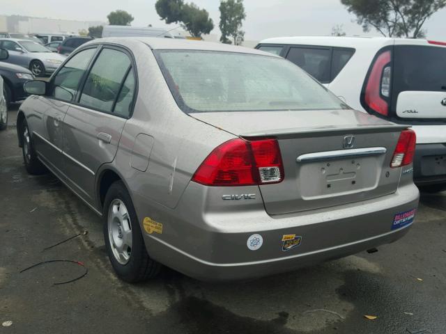 JHMES96643S022431 - 2003 HONDA CIVIC HYBR BROWN photo 3