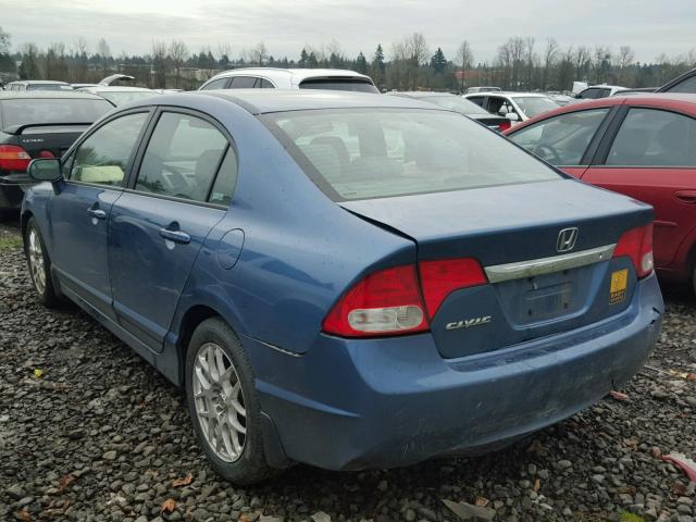 19XFA16539E007299 - 2009 HONDA CIVIC LX BLUE photo 3