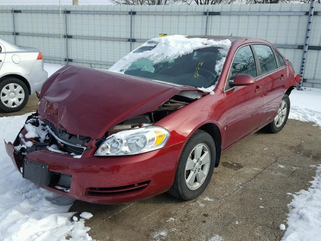 2G1WT58K981333942 - 2008 CHEVROLET IMPALA LT BURGUNDY photo 2