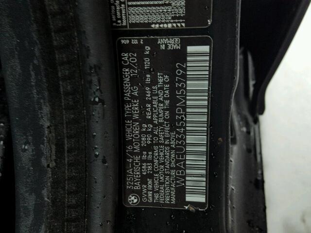 WBAEU33453PM53792 - 2003 BMW 325 XI أسود صورة 10