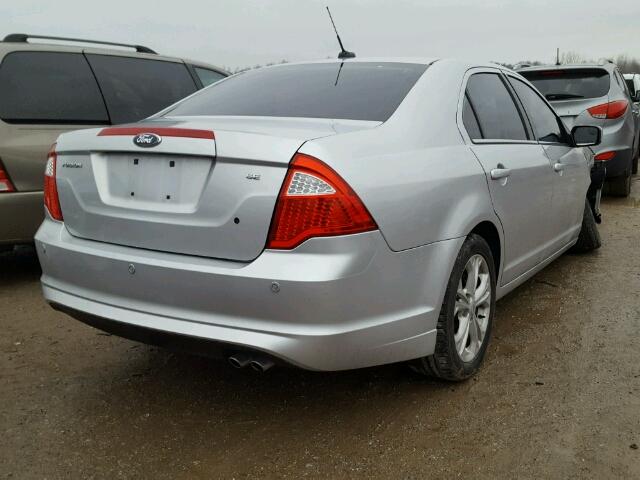 3FAHP0HA9CR374645 - 2012 FORD FUSION SE SILVER photo 4