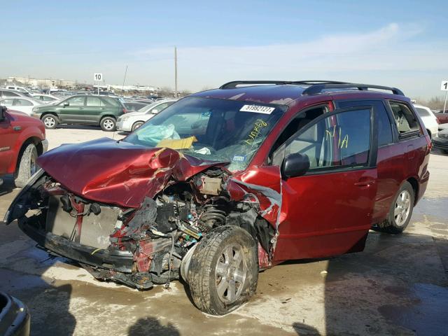 5TDZK23C39S233304 - 2009 TOYOTA SIENNA CE BURGUNDY photo 2