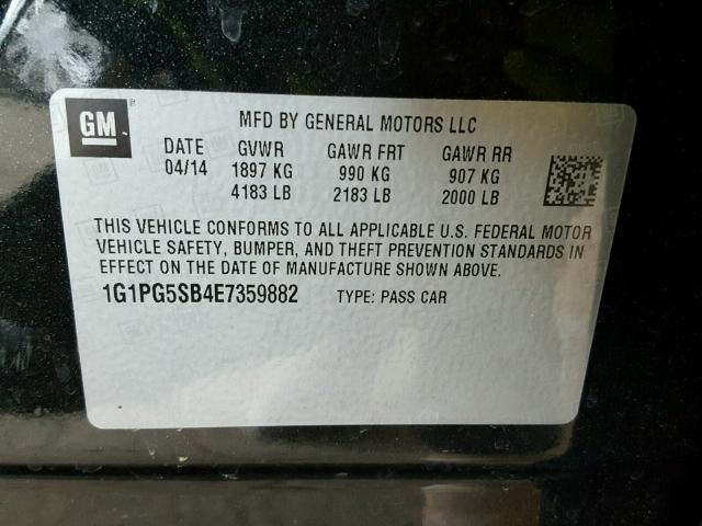 1G1PG5SB4E7359882 - 2014 CHEVROLET CRUZE LTZ GRAY photo 10