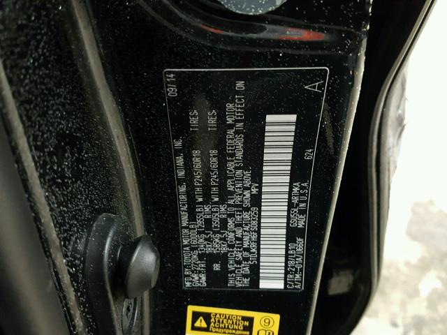 5TDJKRFH6FS083259 - 2015 TOYOTA HIGHLANDER BLACK photo 10