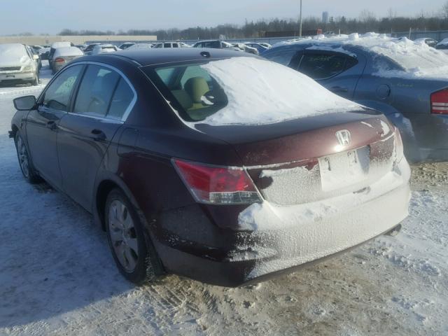 1HGCP26899A090470 - 2009 HONDA ACCORD EXL BURGUNDY photo 3