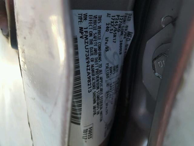 1FMZU73E94ZA98213 - 2004 FORD EXPLORER X SILVER photo 10