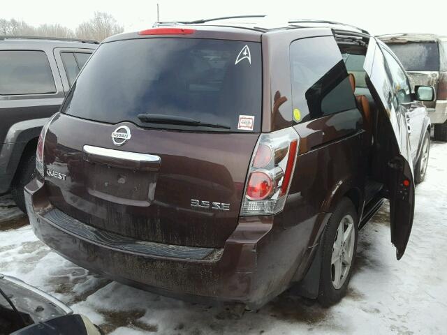 5N1BV28U77N131299 - 2007 NISSAN QUEST S BROWN photo 4