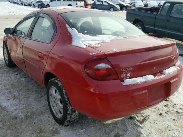 1B3ES56C85D185284 - 2005 DODGE NEON SXT RED photo 3