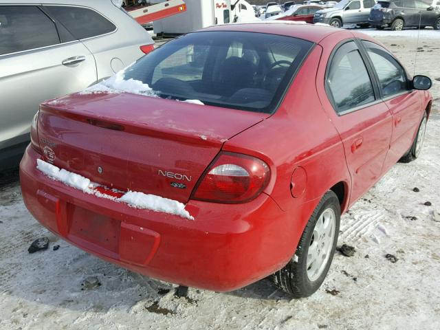 1B3ES56C85D185284 - 2005 DODGE NEON SXT RED photo 4