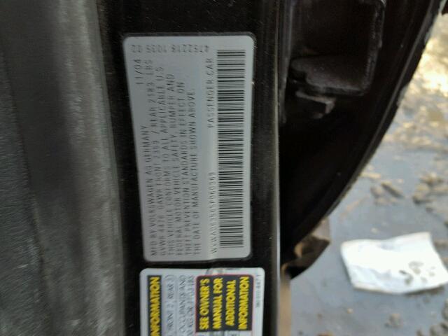 WVWAD63B65P060369 - 2005 VOLKSWAGEN PASSAT GLS BLACK photo 10