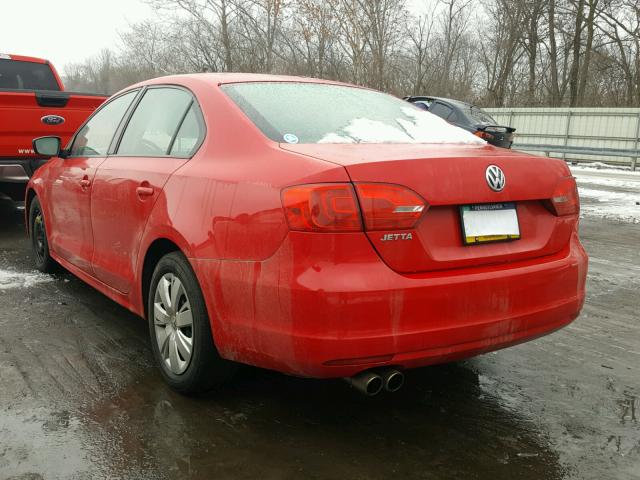 3VW1K7AJ2BM359376 - 2011 VOLKSWAGEN JETTA BASE RED photo 3