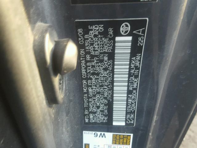 JTKDE167780274636 - 2008 TOYOTA SCION TC 灰色 照片 10