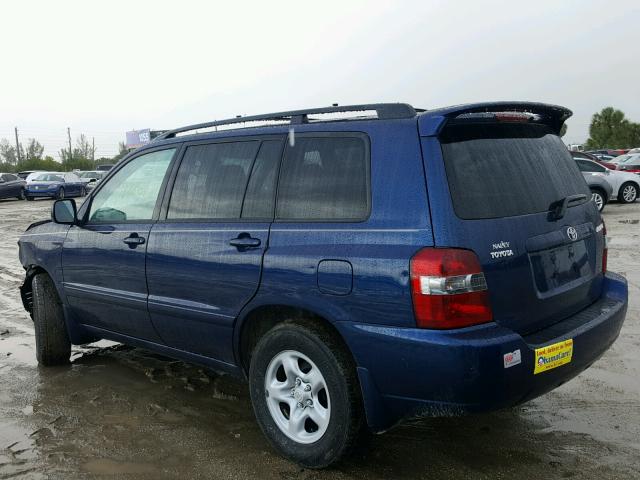 JTEGD21A770168276 - 2007 TOYOTA HIGHLANDER BLUE photo 3