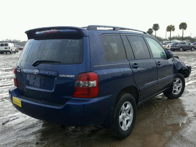 JTEGD21A770168276 - 2007 TOYOTA HIGHLANDER BLUE photo 4