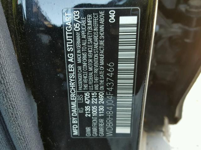 WDBRH84J04F437466 - 2004 MERCEDES-BENZ C 320 4MAT BLACK photo 10