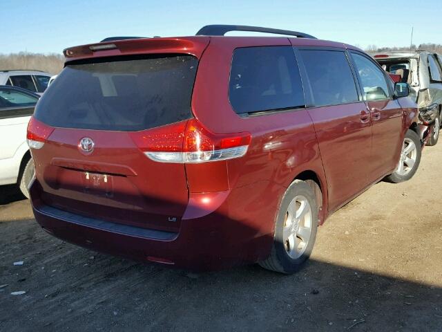 5TDKK3DC7BS140796 - 2011 TOYOTA SIENNA LE RED photo 4