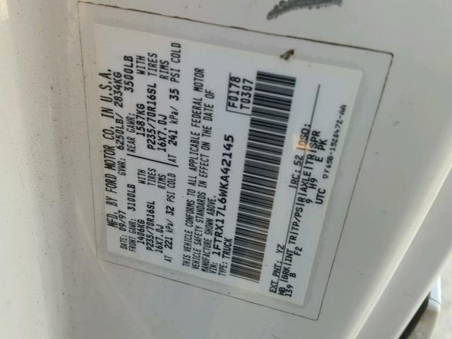 1FTRX17L6WKA42145 - 1998 FORD F150 Ақ фото 10