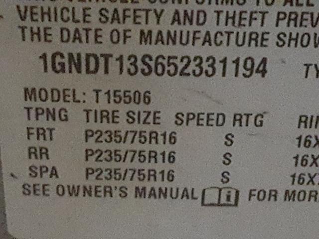 1GNDT13S652331194 - 2005 CHEVROLET TRAILBLAZE SILVER photo 10